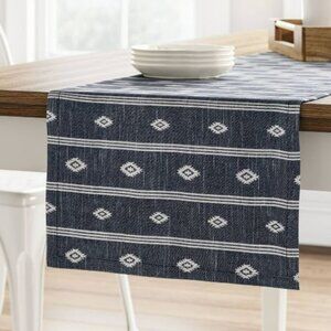NWT 108" x 14" Cotton Global Table Runner Blue - Threshold